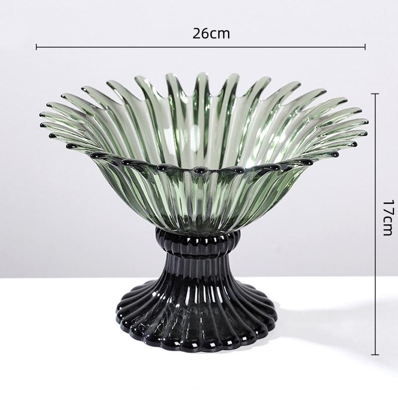 Glass High-sided Tray Geometric Petal Fruit Plate Desktop Storage Container Candy Bowl Trays Decorative Transparent Glass Bowl