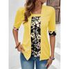 Yyfs Womens Summer Fashion Casual Spring Flower Pattern Print Short Sleeve Square Collar Blouses Shirts