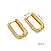 Gold and silver two-color square with diamond ear buckle fashionable personalized geometric earrings