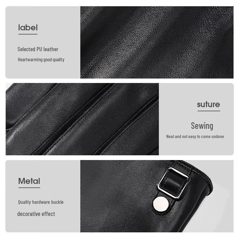 Nanjiren Men's Winter Warm Touchscreen Leather Gloves