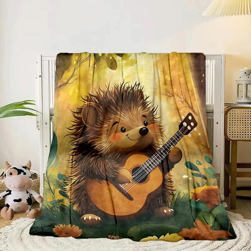 Autumnal Hedgehog Family Blanket Flannel Blanket Throw Blanket Sofa Cover Blanket Soft Premium Blanket Picnic Blanket Tv Blanket Gifts