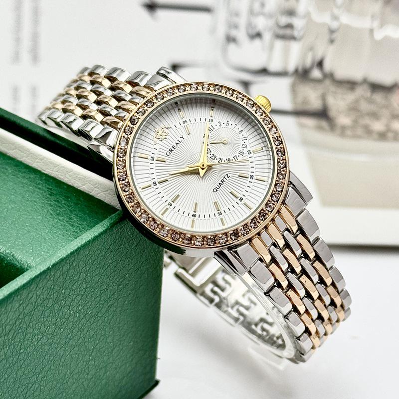 GREALY Elegant Ladies' Diamond-Set Quartz Bracelet Watch