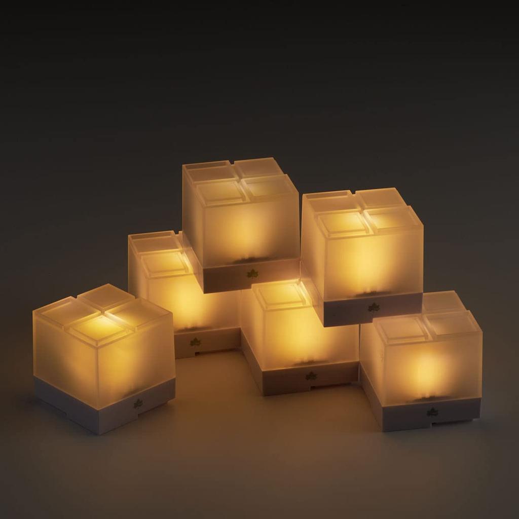 LOGOS Battery-Operated Remote Control Block Light - BA (3 Pieces) 74175030 White (approx.) 8cm W X 8cm D X 8cm H (1 Piece)
