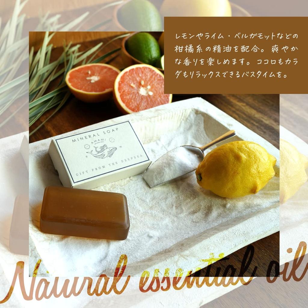 ACCOL AMAMI Mineral Soap Made in Japan Citrus Natural Essential Oils Blended Frame Soap Ingredients No Parabens Fluffy Foam Solid Soap be Used on Face