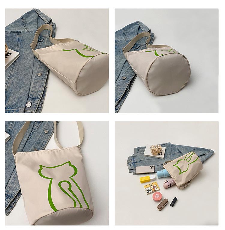 2025 Koreanischer Stil Damen Rucksack mit großer Kapazität zum Umhängen – Niedliche Kätzchen Eimer Tasche