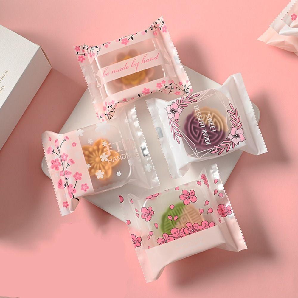 100pcs Plastic Mooncake Packaging Bag Frosted Handmade Biscuit Packaging Bag Food Bag   DIY