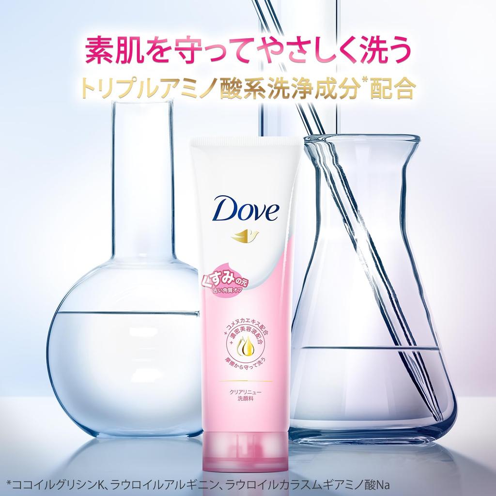 Dove Clear Renew Tone Up Facial Cleanser 130g X 4 Pieces Comes with a Leaflet Gentle Floral Scent Exfoliating, Dull,