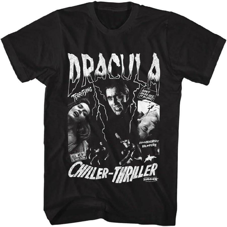Хаммер Хоррор Дракула Триллер Ужасы Взрослая Черная Футболка с Коротким Рукавом Винтажный Стиль Графические Футболки XXXXXL чёрный