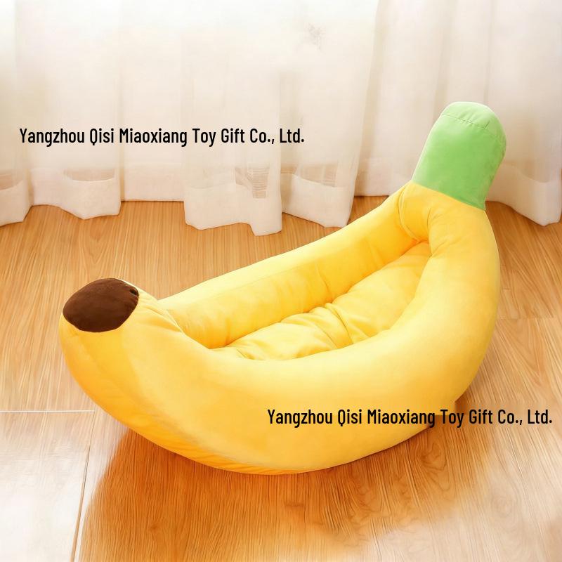 Banana Boat-Shaped Pet Bed: All-Season Bed and Mat for Cats, Dogs, Teddy (Small to Large) 50x30cm, 320g