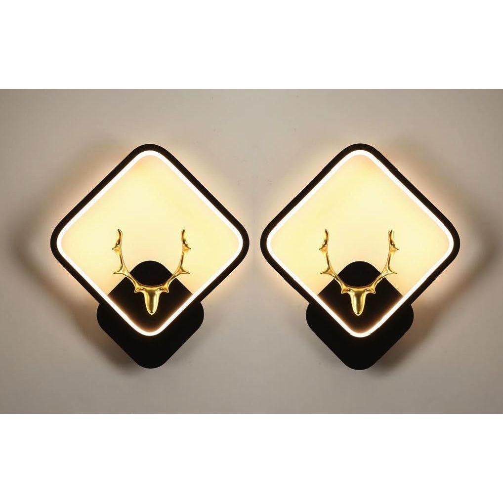 

Abs Plastic Pack Of 2 Tricolor Led Home Decor Fancy Wall Indoor/Outdoor Decorative Lights (Warm+Natural+Coolwhite) (2, Hiranhead-Square)