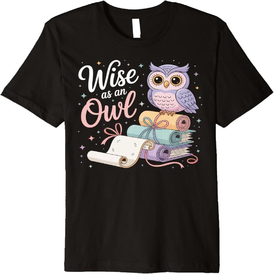 Wise as an Owl Reading Ancient Scrolls Premium T-Shirt(1) XXXXXL чёрный