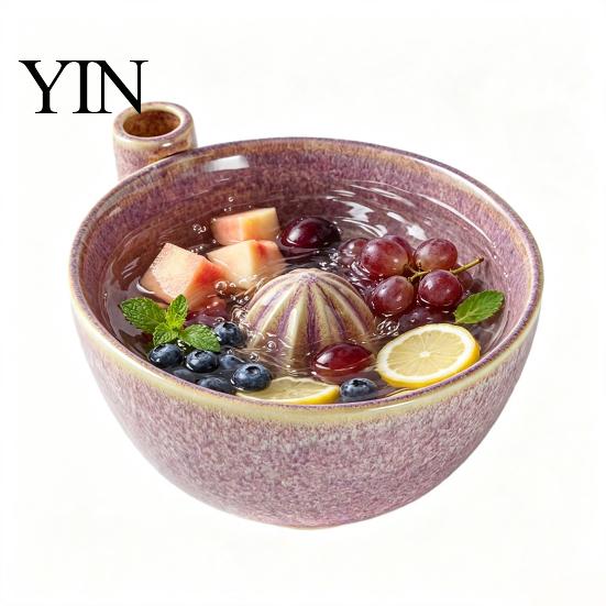 Kitchen Gadget for Fruit Cleaning Berry Swirl Draining Bowl with Silicone Pad, Ceramic Retro Kiln Multifunctional Food Prep Fired Colander,