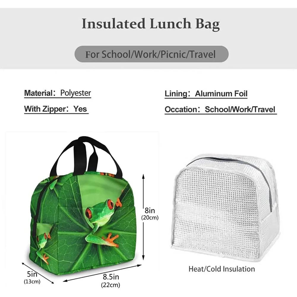Cute Green Frog Lunch Box Insulated Cooler Lunch Bag for Men Women Girls Boys Teens Lunchbox Tote Small for Work Picnic Office