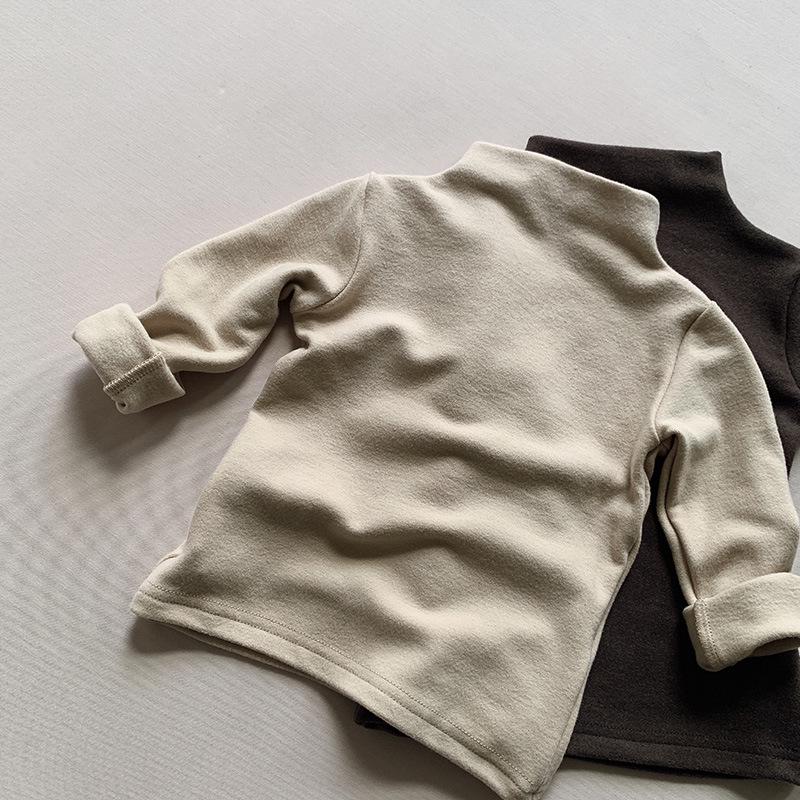 Children's Australian Wool Base Layer: Warm Autumn/Winter High Neck Top for Toddlers, Boys & Girls, Versatile Stretch Shirt, Korean Style.