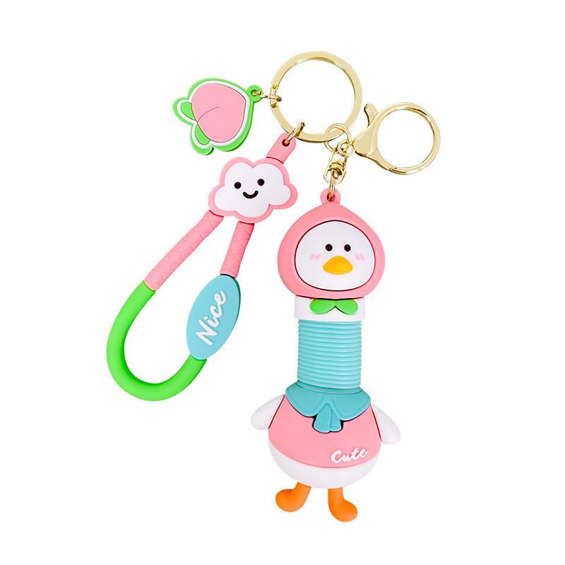 Creative Peach Cartoon Duck Keychain Versatile Pvc Material Adorable Idea Gift