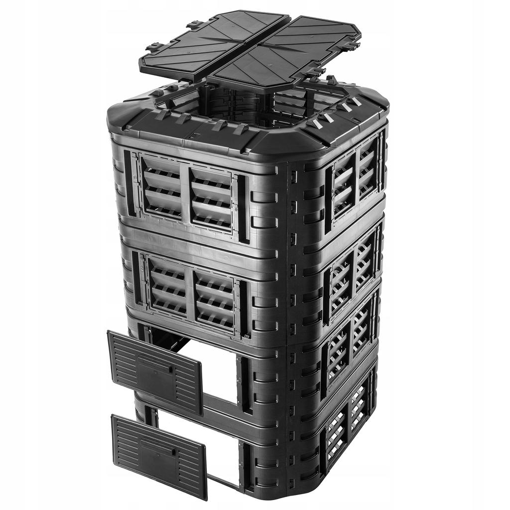 KADAX Garden Composter Modular 1260L Frost-resistant Year-Round Black