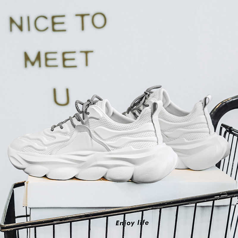 Fashion Anti-slip Thick Heeled Sneakers Casual Women's Shoes Size 44 45 46 47 Blue Trainers Woman Sport Tenus Tenes Loafer'lar