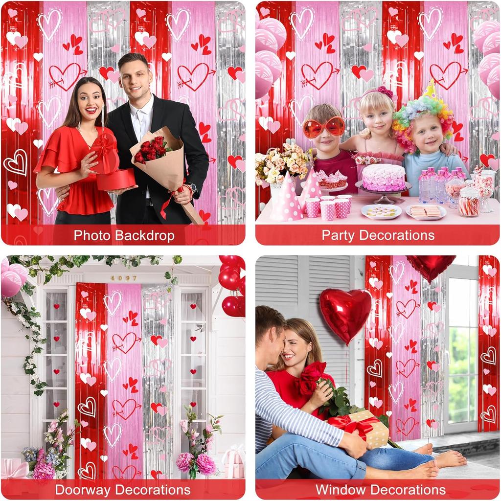 1-10PCS Romantic Valentine's Party Rain Curtain Decor Couples Party Fringe Curtain Wedding Room Heart Home Decoration