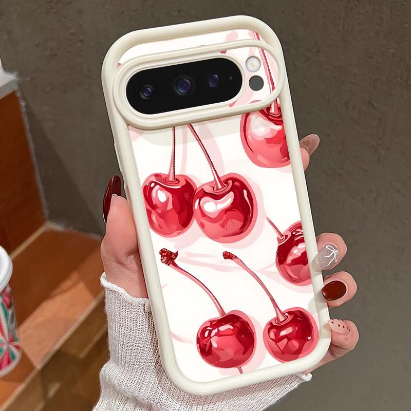 Lovely Cherry Fruits Print Case For Google Pixel 10 Pro XL Shockproof Bumper Soft Silicone Phone Back Cover For Pixel 9A 9 8 7 Pro 8A 7A
