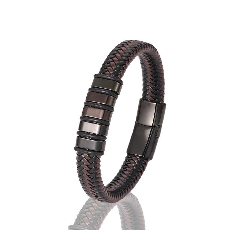 Antistatisches Armband - Edelstahl Leder Antistatisches Armband - Retro Stil Magnetisches Gewebtes Armband