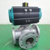 Stainless Steel Pneumatic Three-Way T/L Ball Valve with Flange for Diversion and Regulation (Q644F)