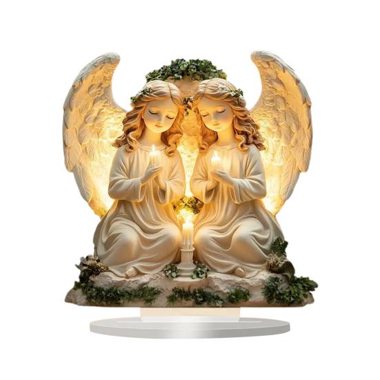 Prayer Angel Table Sign 2D Flat Acrylic Angel Desktop Ornament for Tabletop Shelf Entryway