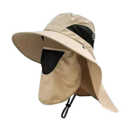 Letní sluneční klobouk s ochranou obličeje, klopou na krk, nastavitelným popruhem na bradu, prodyšný