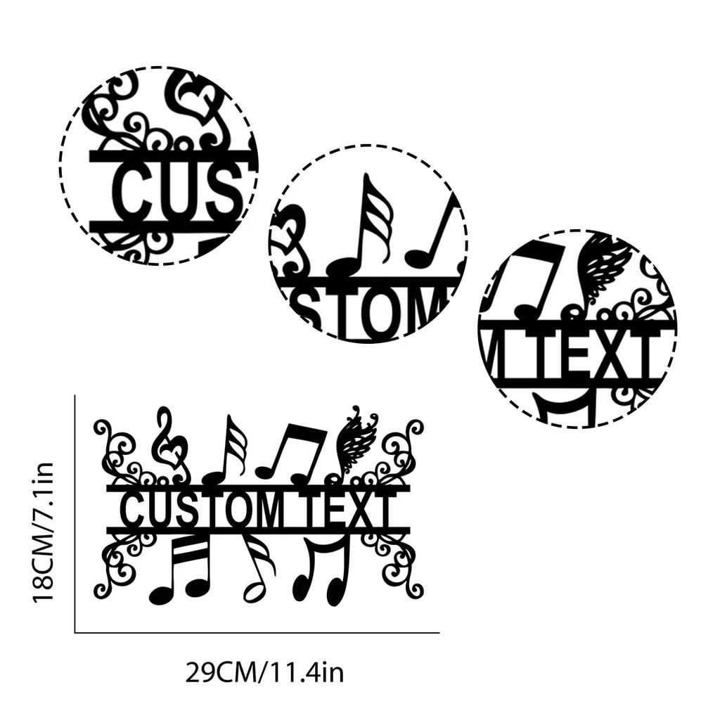 Personalized Music Notes Metal Sign, Music Note Decor, Music Room Decor, Studio Room Bar Decor