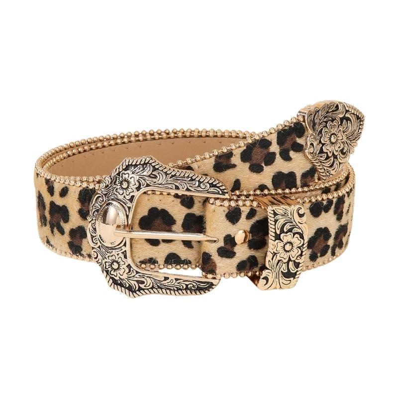 Blingbling Waist Belt for Street Dance Jean Belt Livehouse Punk Waist Chain Stunning Leopard Print Rhinestones