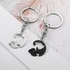 Keychain Heart Matching Cat Design Titanium Steel Keychain Pendant Bright Color Key Holder Bags Cars Wallets Accessories