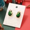 Emerald Zircon Gold-Plated Copper Vintage Earrings - European & American Christmas Edition