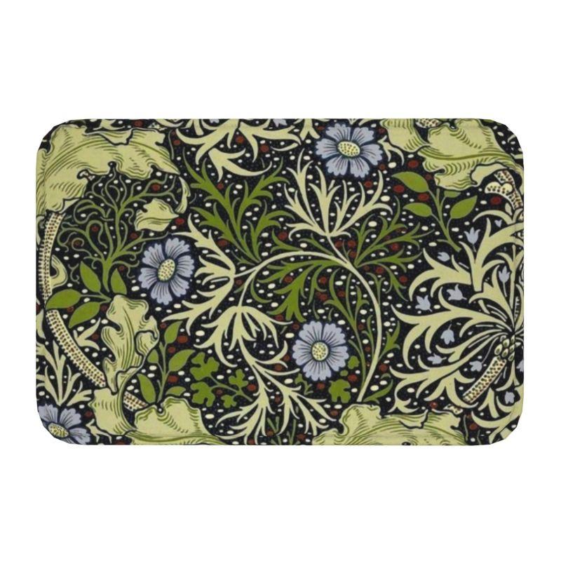 Custom William Morris Compton Floral Art Nouveau Pattern Doormat Bath Door Floor Mat Textile Pattern Toilet Rug Carpet Footpad