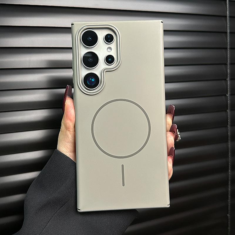 Luxury Matte PC Hard Plain Phone Case For Samsung Galaxy S25 Plus S24 S23 S22 S21 Ultra Note 20 Magnetic Wireless Charge Cover
