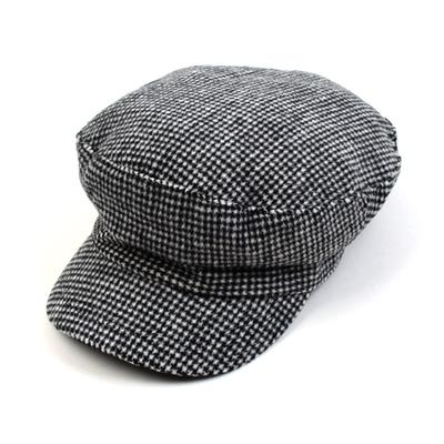 Yunibeosyeolkemiseuteuli Small Check Wool Black Marine Cap Check Military Cap