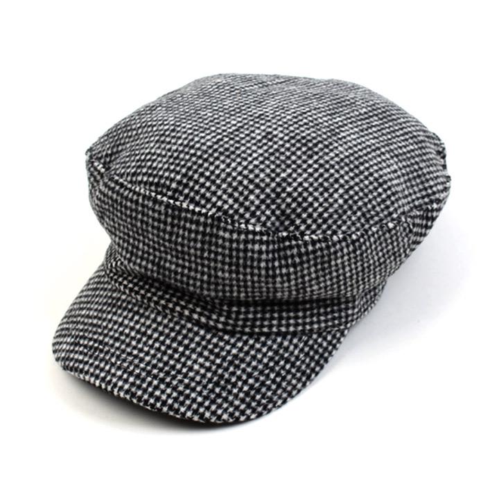 Yunibeosyeolkemiseuteuli Small Check Wool Black Marine Cap Check Military Cap