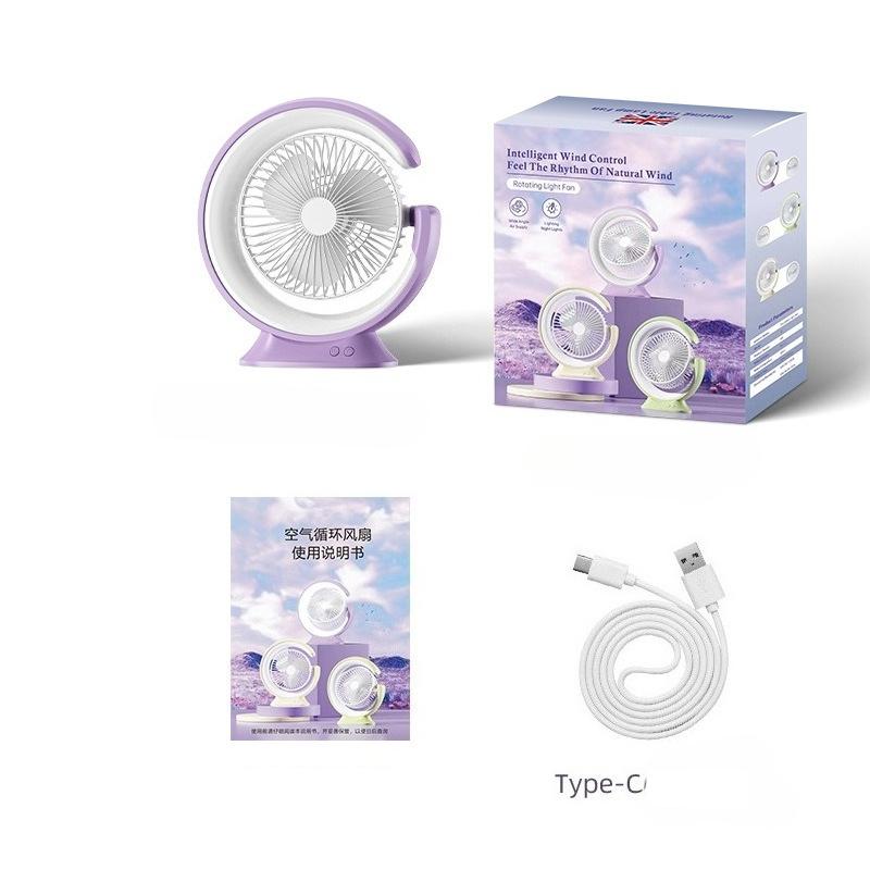 Ventilateur Portable 2026 New USB Rechargeable Fan Desktop Outdoor Fan with Night Light