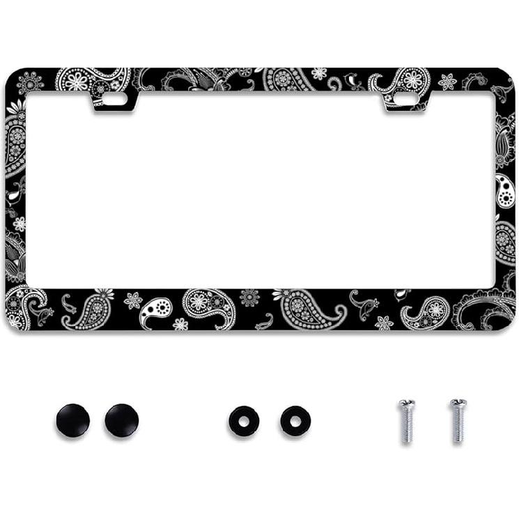 Personalise Colorful Floral Flowers License Plate Frame License Plate Frames Car Universal Stainless Steel Accessories Cars Decor With 2 Holes And