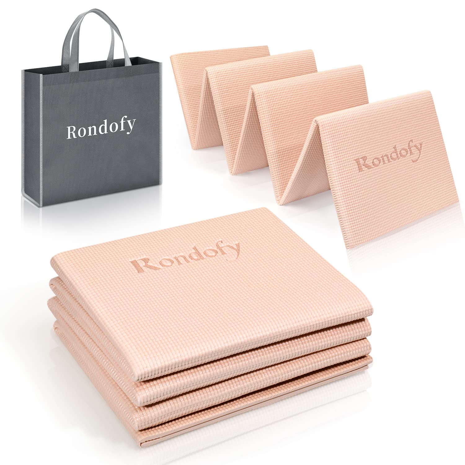 

Rondofy Folding Yoga 6mm Portable and Easy to Ideal for and with Storage Bag Mat, Thick, Fold, Exercise, Fitness, Pilates, Yoga, (Light Pink)