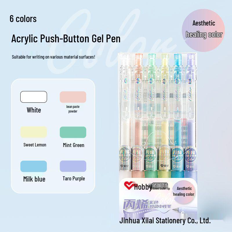 Acrylic Ballpoint Click Marker Pen Set - 12 Stackable Multi-Color Pens for Journaling & Art
