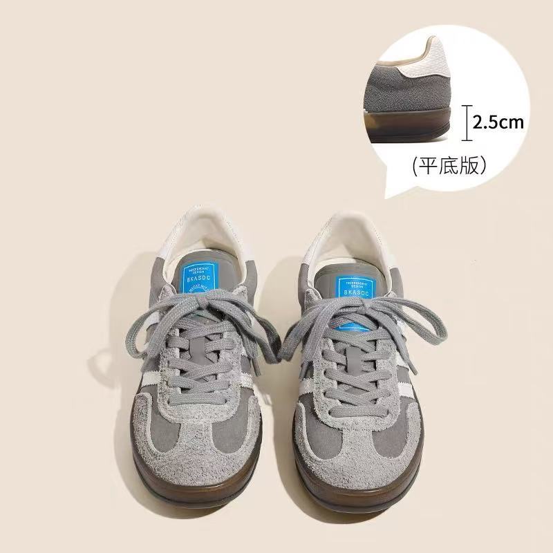 Retro style shoes striped lace-up casual women's shoes versatile leather splicing