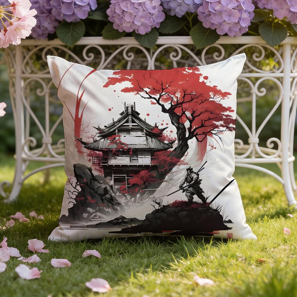 Chinese Ink Painting Style Cushion Cover Home & Car Dual-Scene Pillow Cover: Reversible for Premium Comfort
