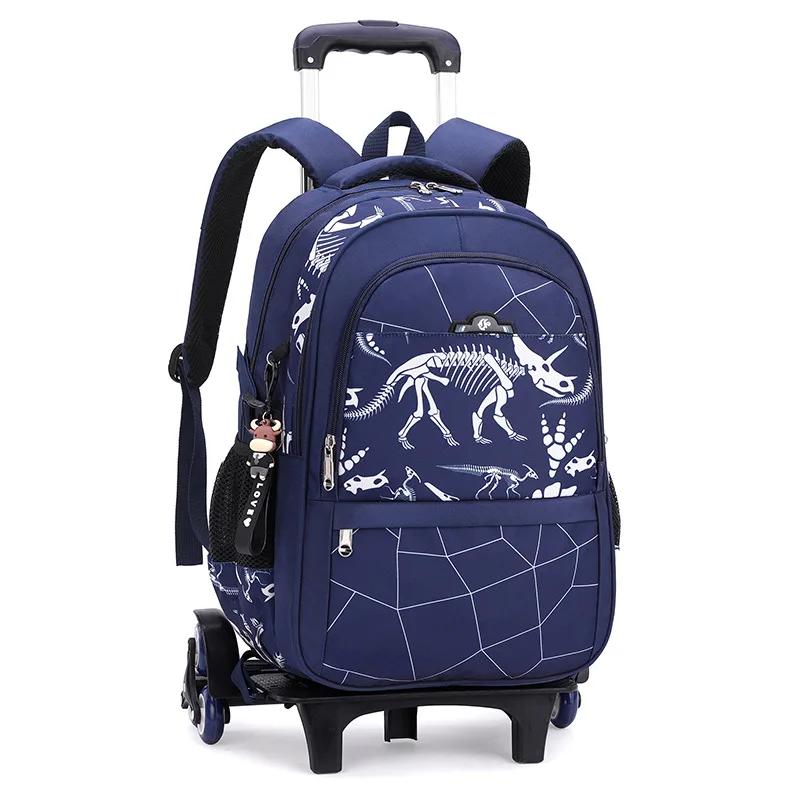 Schulrucksack für Kinder Jungen mit Rollen Tasche Schülerrucksack Trolley Schultasche mit Rädern Rollendes Gepäck Buchtasche