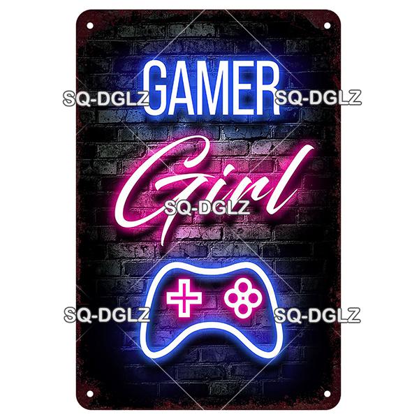 SQDGLZ Vintage Game Zone Neon Metal Sign Tin Sign Plate Home Bar Door Wall Decor Sticker Man Cave Decoration Plaque Poster Gift