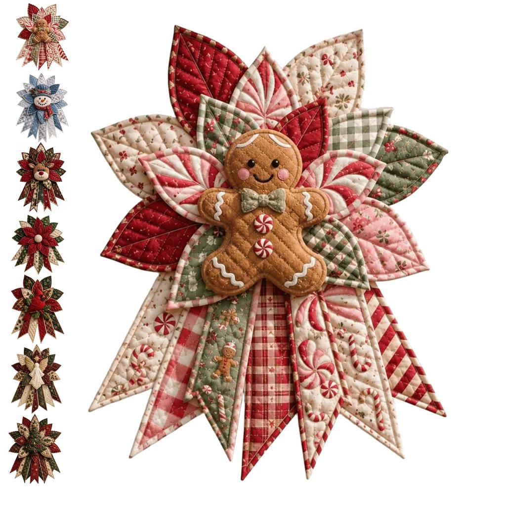 DIY Quilted Christmas Wreath Sewing Kit Fabric Door Hanging Ornament Gingerbread Tree Handmade Holiday Craft Decor Set