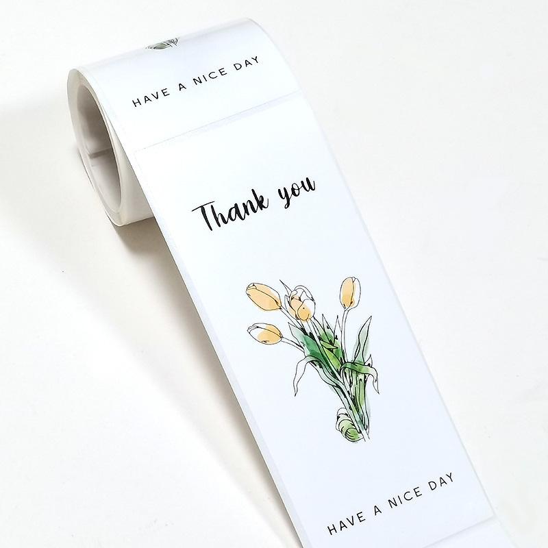 50Pcsroll Thank You Stickers Small Business Commodity Packaging Decoration Sealing Stickers Personalized Package Label