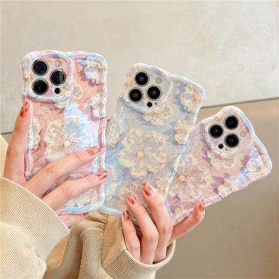Luxury Laser Flowers Glitter iPhone Case For iPhone 16 Pro Max 15 14 13 12 11 Plus Highend Fashion Style Soft Silicone Shockproof Bumper Cover