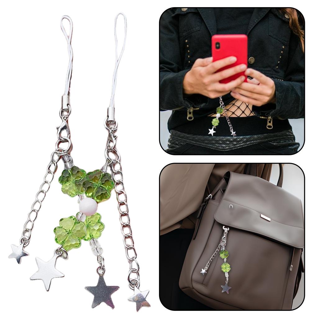 Cute Beaded Star Phone Chain Ornament Heart Beaded Cellphone Pendant Phone Lanyard Bag Charm for Fashionable Individuals