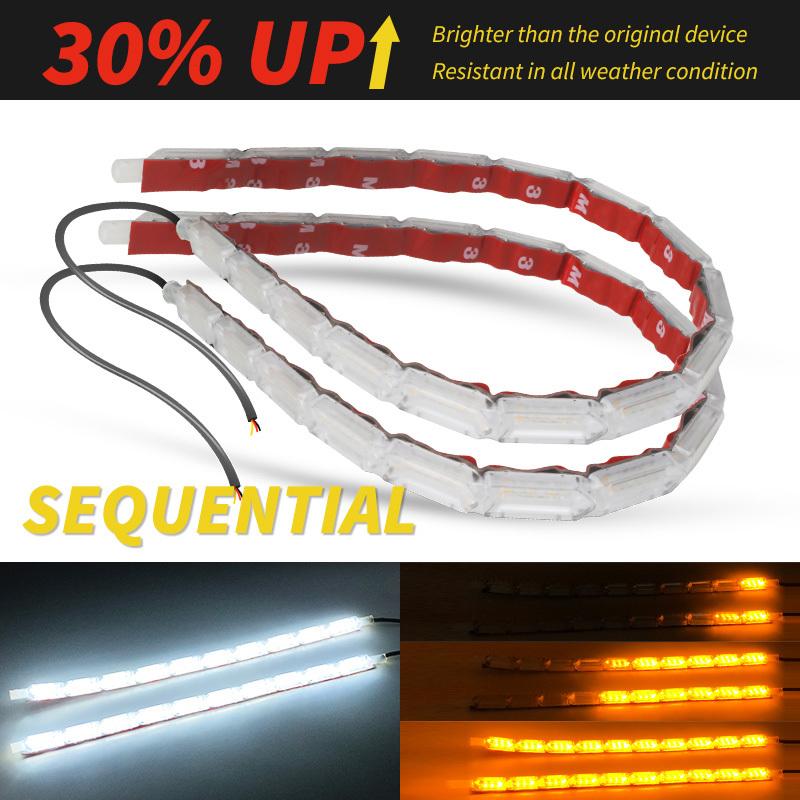 1 Paar Fließendes DRL LED Tagfahrlicht Sequenzieller Flexibler LED-Streifen DRL Blinkerleuchte für Auto Fahrlicht 12V