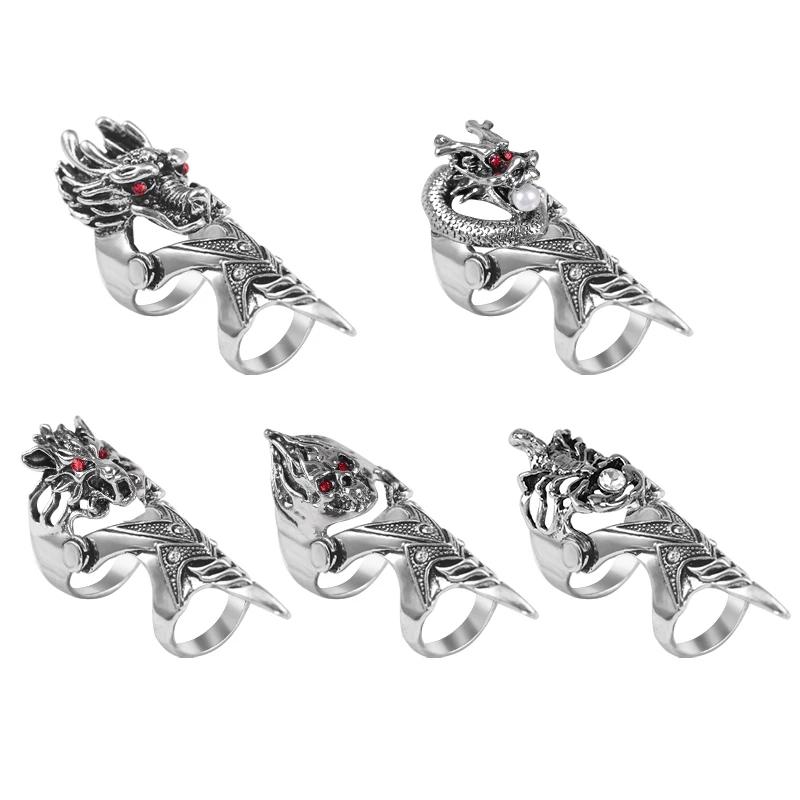 Exaggerated Vintage Dragon Knuckle Ring for Men Gothic Finger Ring Jewelry Statement Piece for Bold Fashionistas Party Gifts