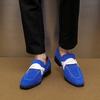 Scarpe Eleganti da Uomo Stile Britannico Taglia Plus 48 Scarpe Eleganti in Pelle Scamosciata Blu da Uomo Autunno Slip On Casual Formal Mocassini da Uomo